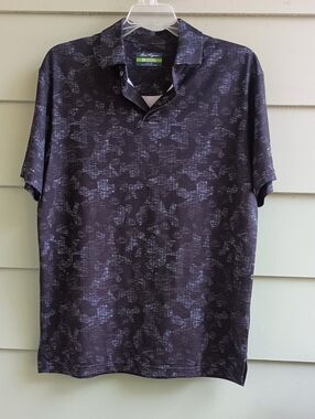 Ben Hogan Performance Men’s Polo Shirt Black & Gray Print Short Slv Sz Small euc